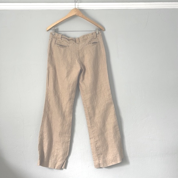 120% Lino Linen Pants. Pale Metallic Gold Sheen. Size 44/M - Picture 2 of 14